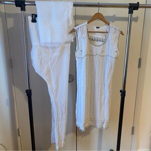 White Salwar Kameez Dupatta set brand new and never worn